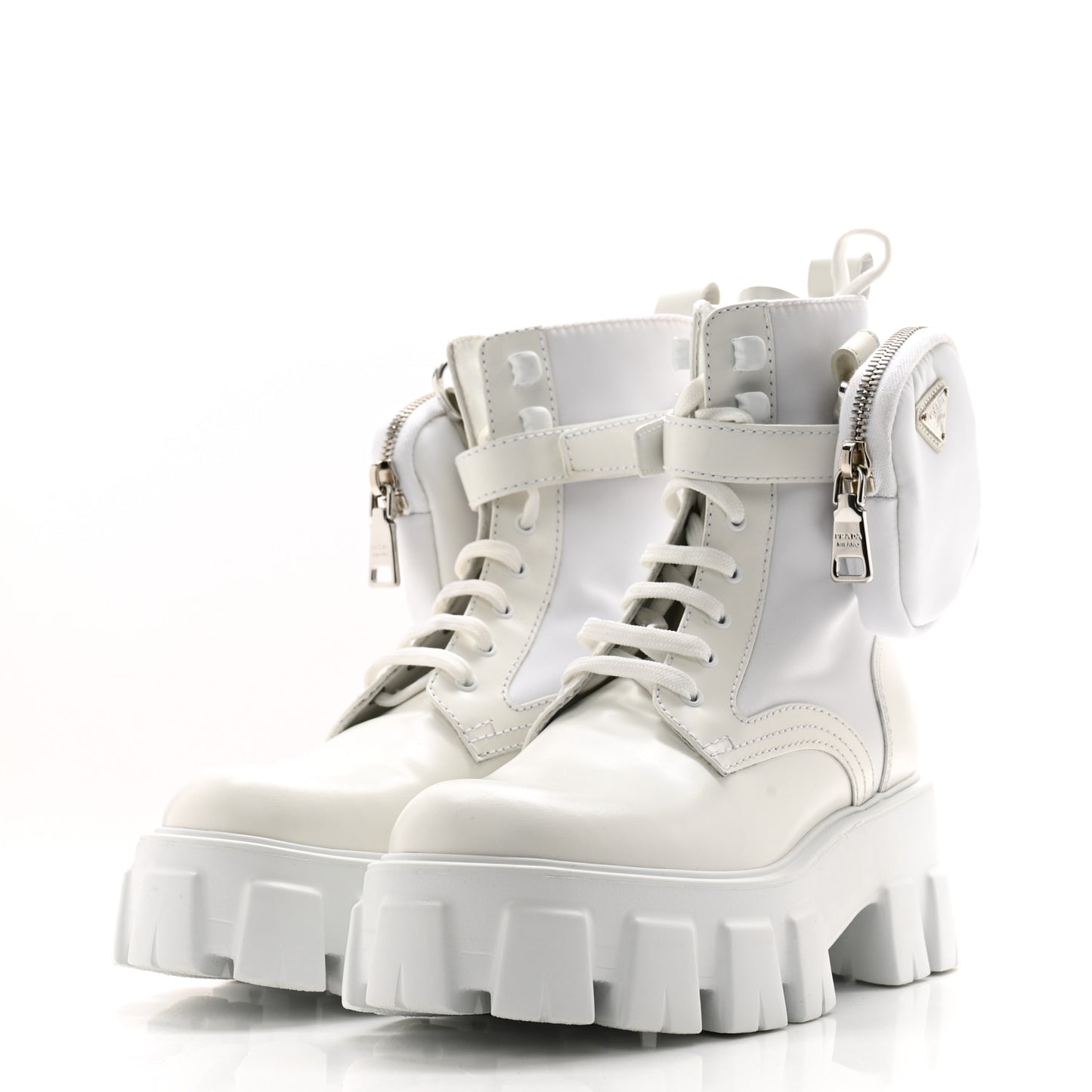 Spazzolato Rois Re-Nylon Metal Triangle Logo Monolith Pouch Pocket 60mm Combat Boots 35.5 White