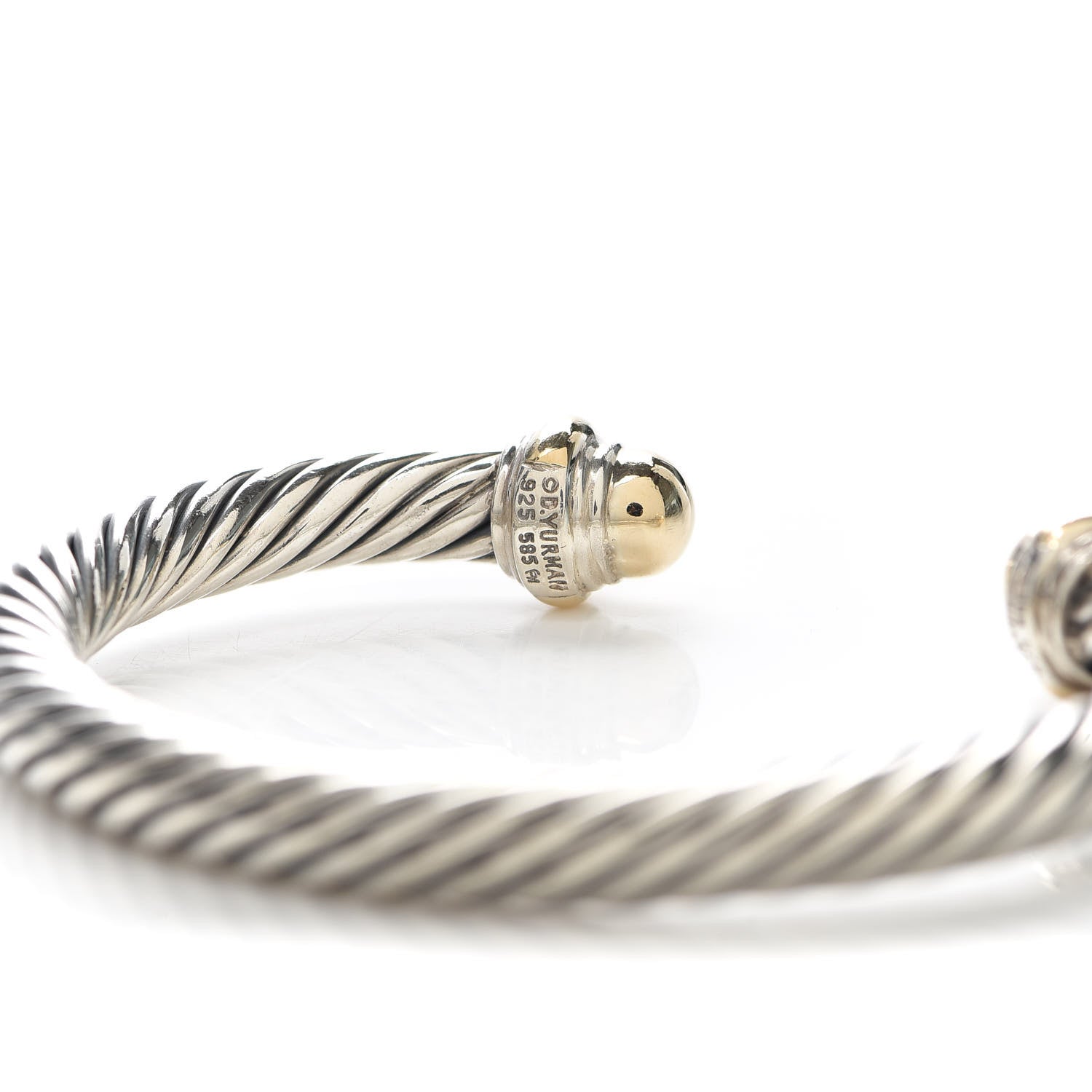 David Yurman Sterling Silver 14K Yellow Gold 7mm Cable Classics Bracelet 5 of 5