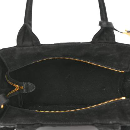 Prada Wicker Canvas Shoulder Bag Black 4 of 10