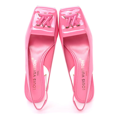 Louis Vuitton Patent Calfskin Shake Slingback Pumps 37.5 Pink 35 Pink 2 of 8