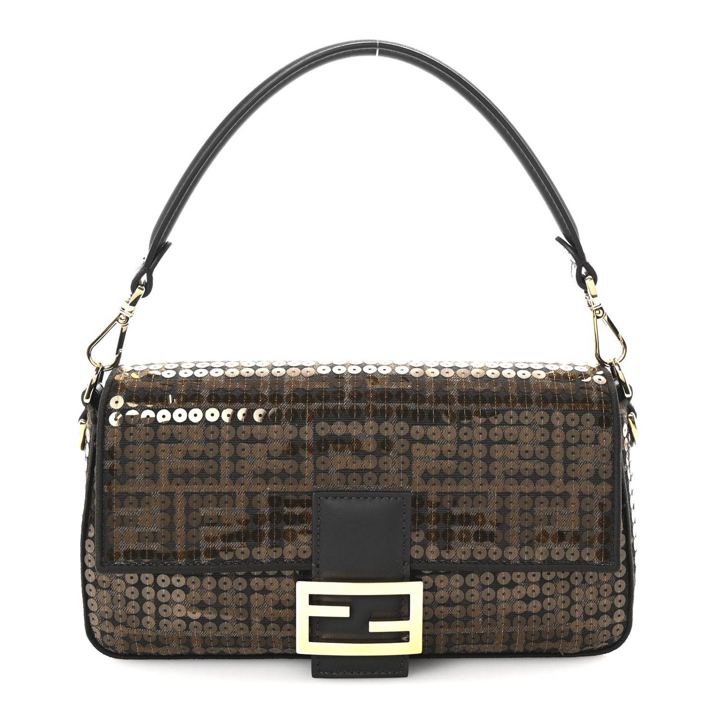 Fabric Jacquard Paillettes Vitello Seta FF 1974 Baguette Testa di Moro Real Ebano