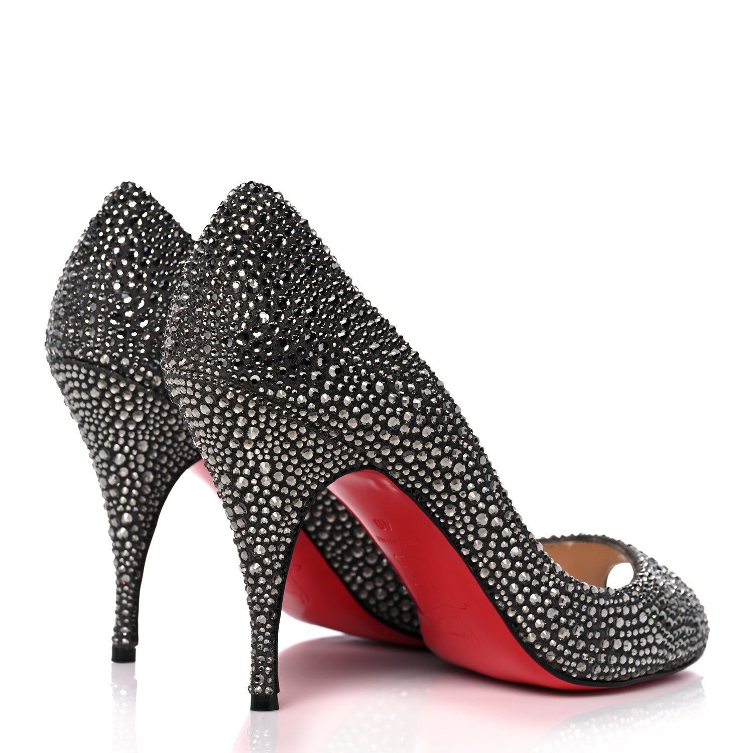 Christian Louboutin Suede Crystal Sexy Strass Peep Toe Pumps 40 Black Diamond 4 of 11