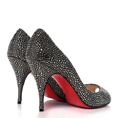 Christian Louboutin Suede Crystal Sexy Strass Peep Toe Pumps 40 Black Diamond 4 of 11