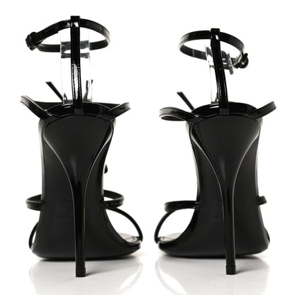 Saint Laurent Patent Cassandra 100 Ankle Strap Sandals 38 Black 6 of 11