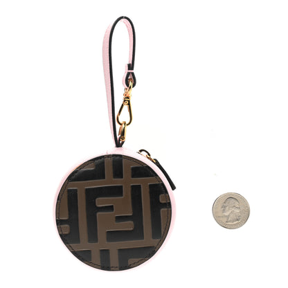 Fendi Calfskin FF 1974 Embossed Help Bag Charm Maya Black Peonia 2 of 5