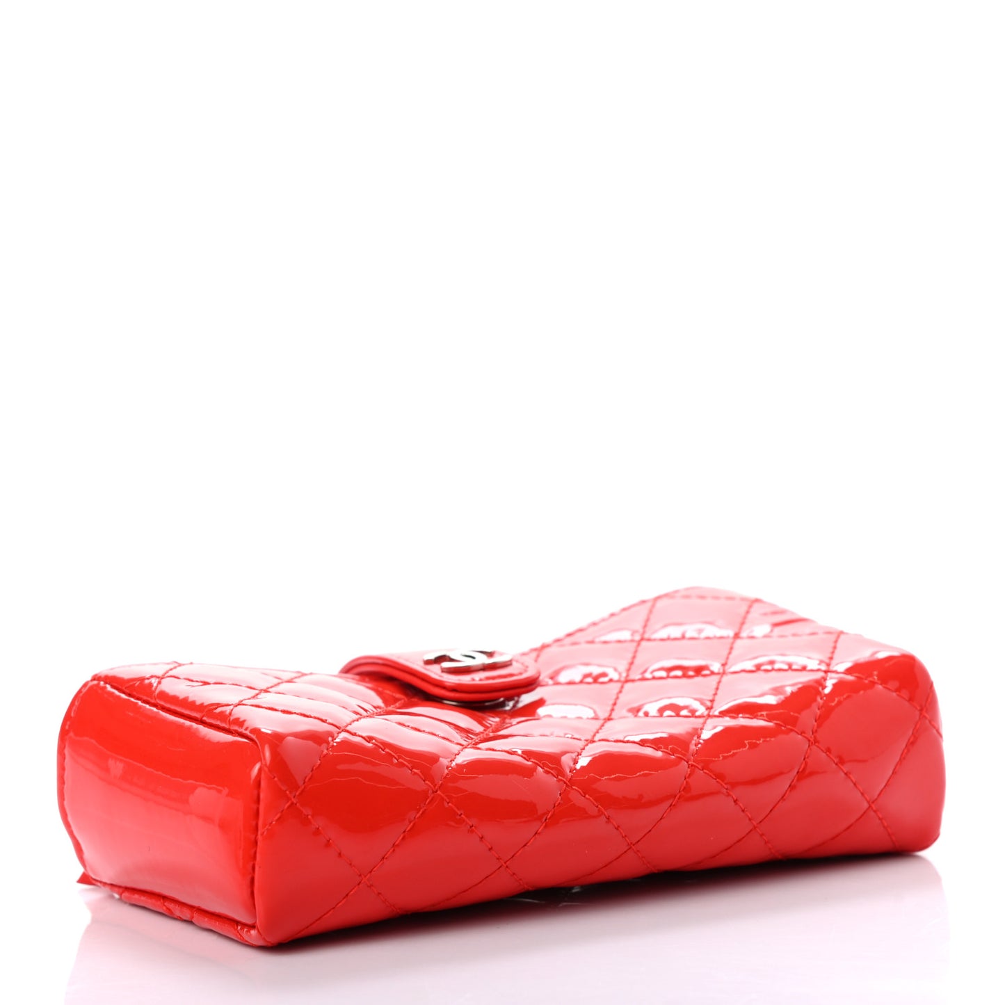 Patent Quilted Mini Phone Holder Clutch Red