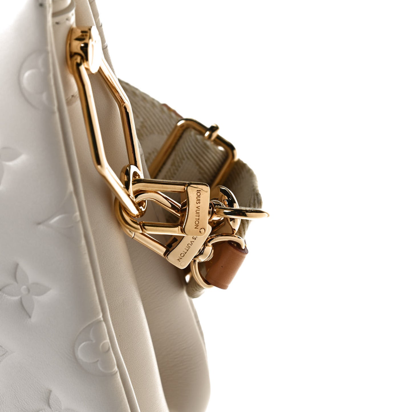 Lambskin Embossed Monogram Coussin PM Beige Cream