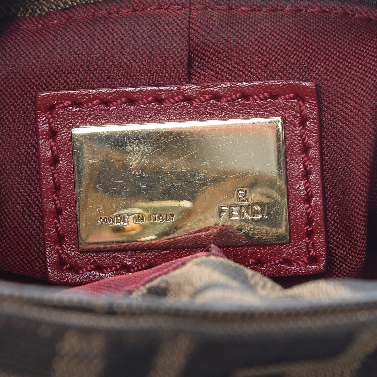 Fendi Zucca Cuoio Lucido Mini Chef Hobo Tobacco Rosso Scuro 6 of 7