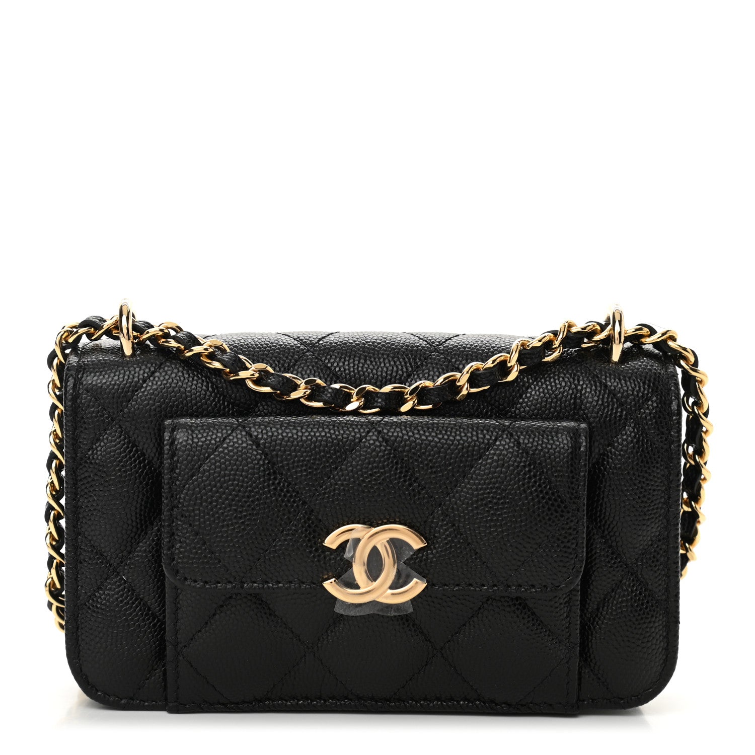 Chanel Caviar Quilted Pocket Twins Clutch With Chain Black 1 of 12