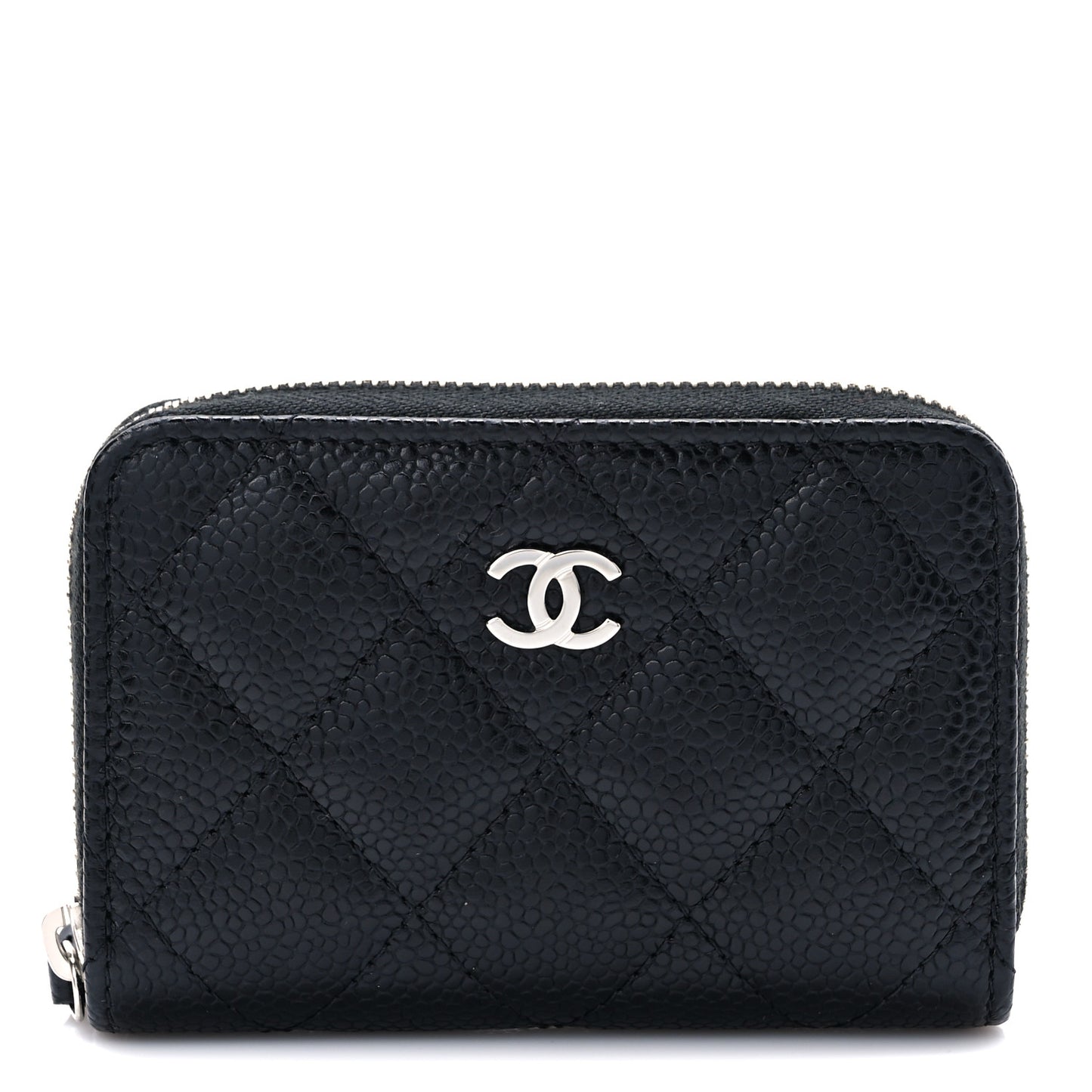 Caviar Quilted Classic Zipped Coin Purse Black
