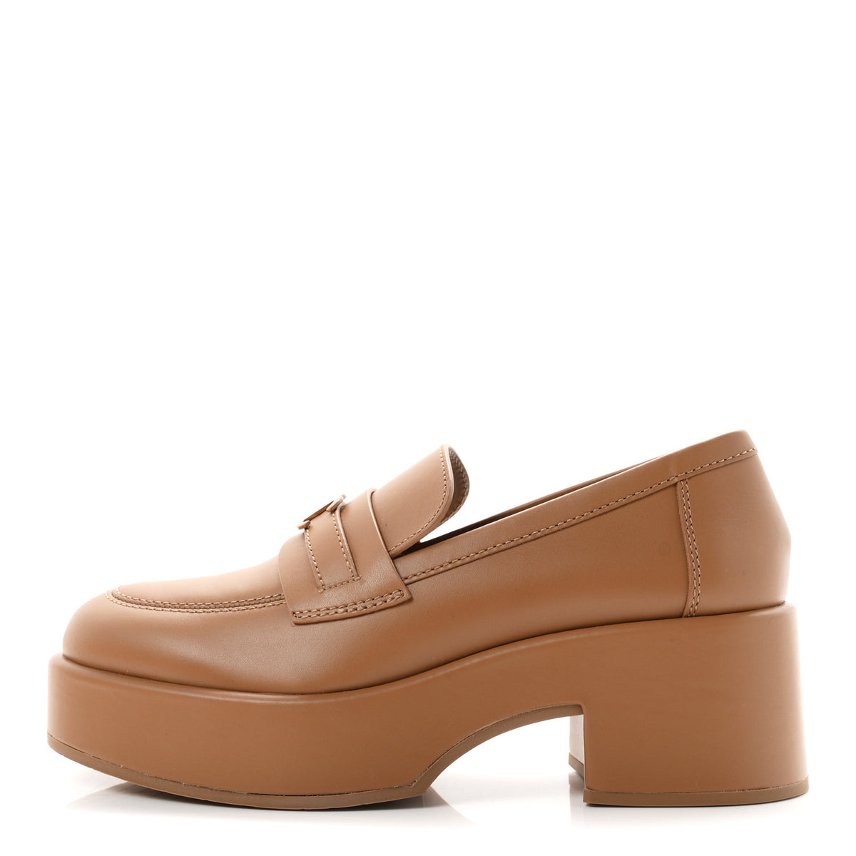 Chanel Calfskin CC Platform Loafers 38 Beige 1 of 9