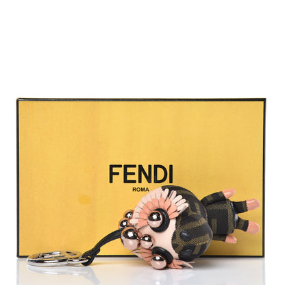 Fendi Shiny Nappa Zucca Pearl Fringe Space Monkey Bag Charm Plaster Albicocca Tobacco 3 of 3
