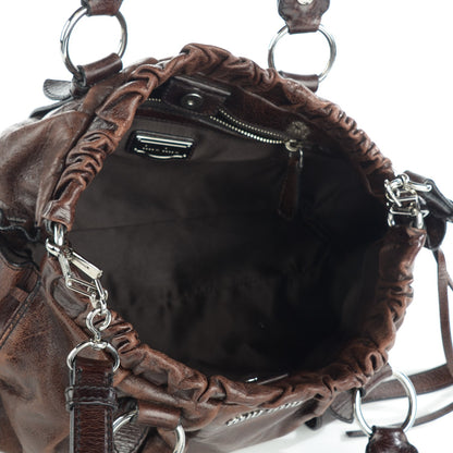 Miu Miu Vitello Lux Gathered Tote Dark Brown 5 of 8