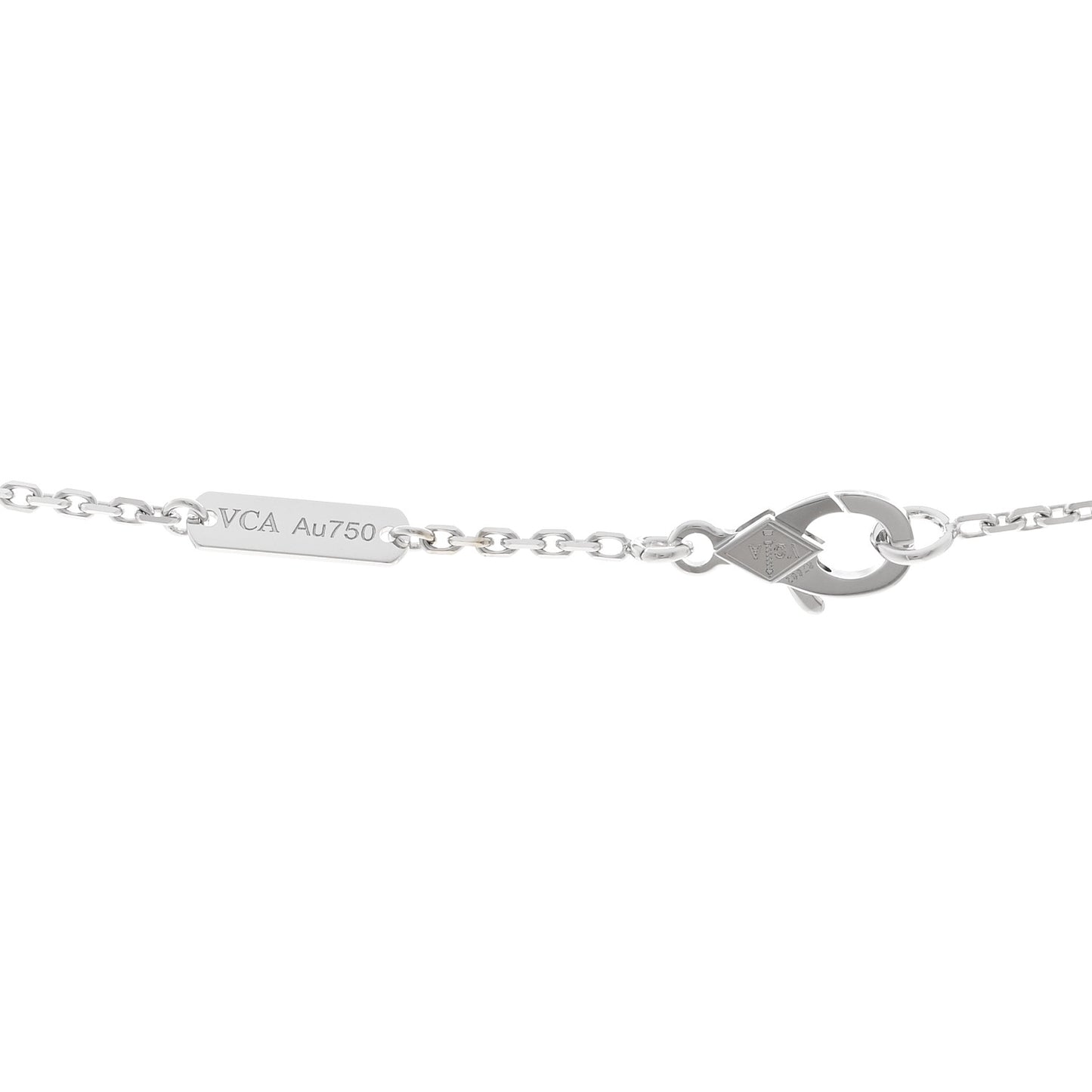 18K White Rose Gold Diamond Guilloche Vintage Alhambra Pendant Necklace