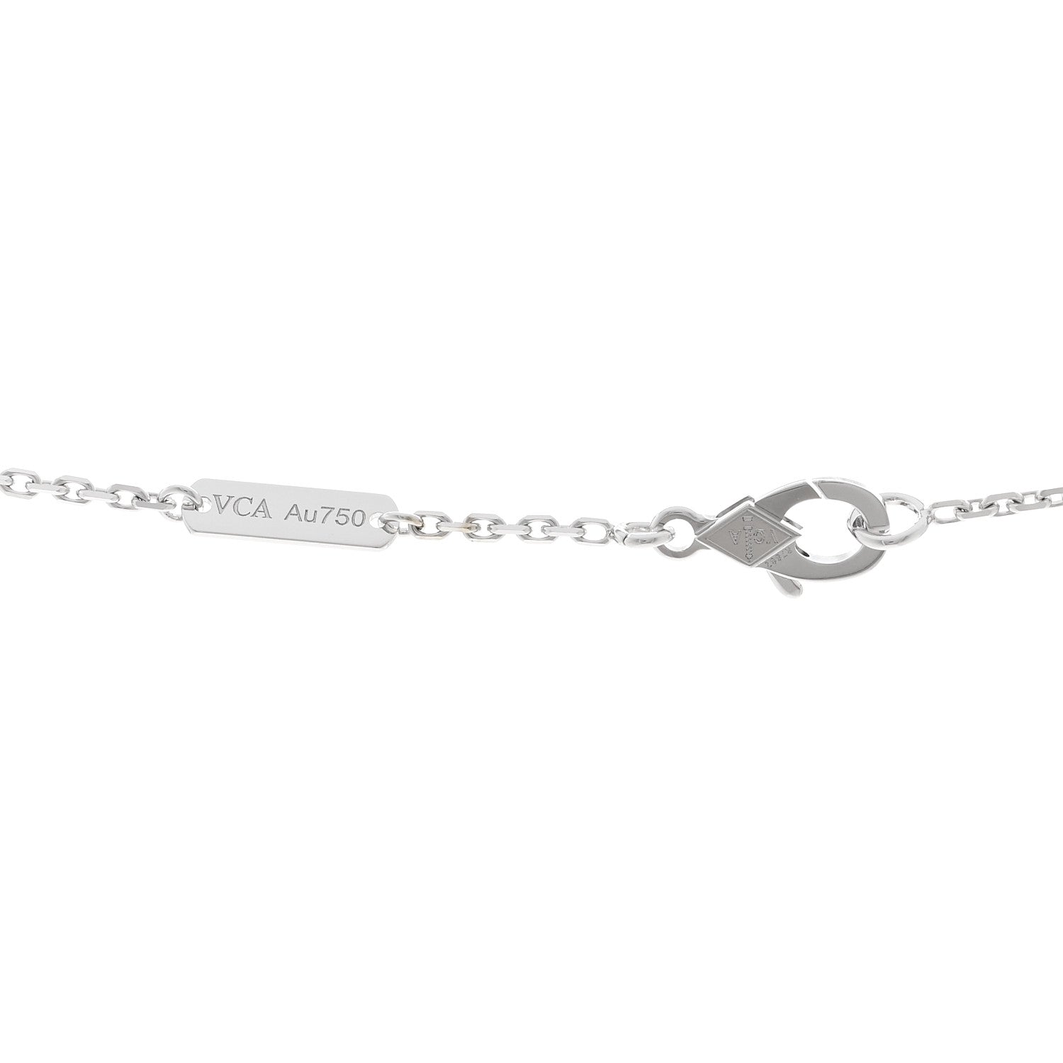 Van Cleef & Arpels 18K White Rose Gold Diamond Guilloche Vintage Alhambra Pendant Necklace 4 of 5
