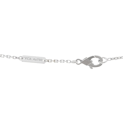 Van Cleef & Arpels 18K White Rose Gold Diamond Guilloche Vintage Alhambra Pendant Necklace 4 of 5