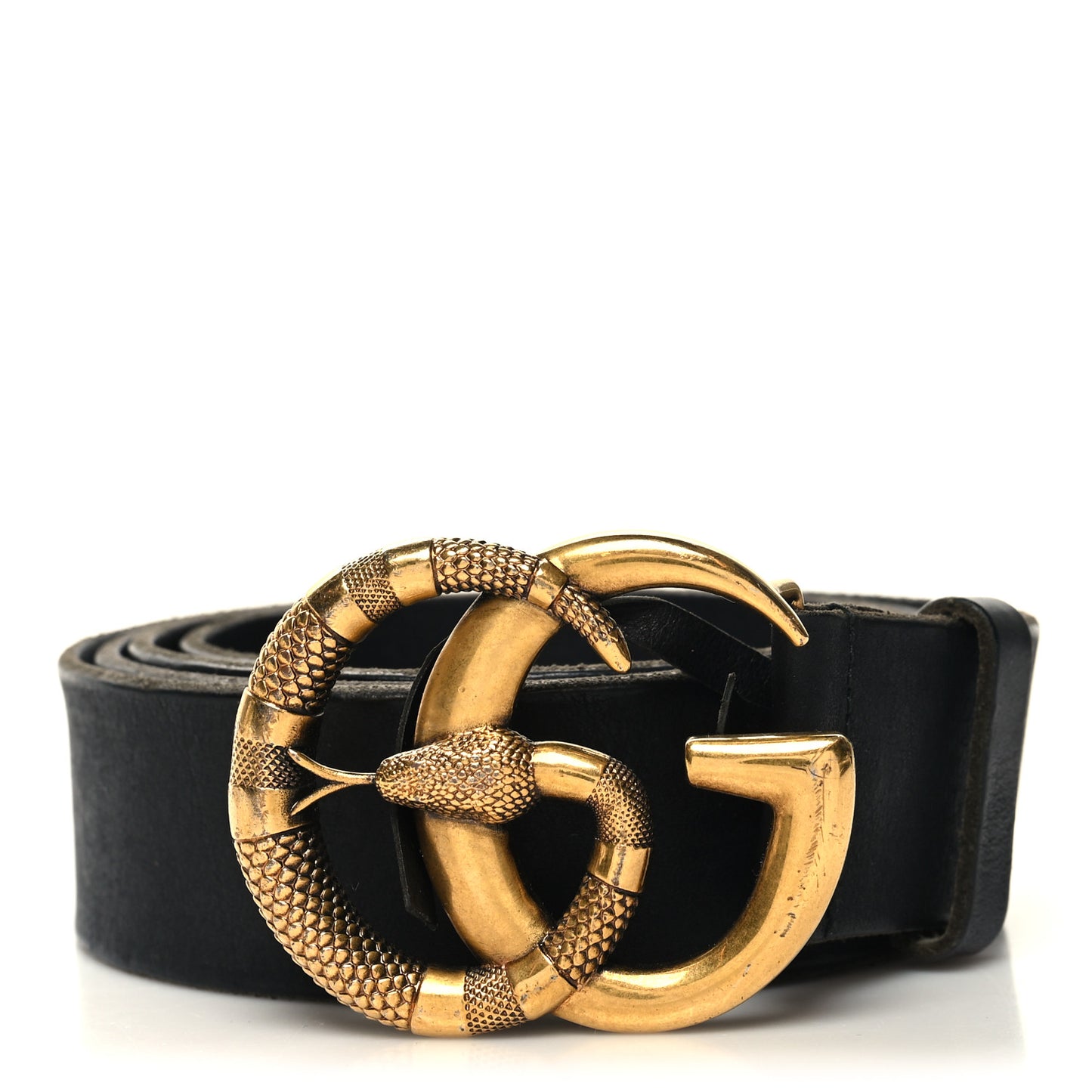 Faded Calfskin Snake Double G 40mm Belt 120 48 Black