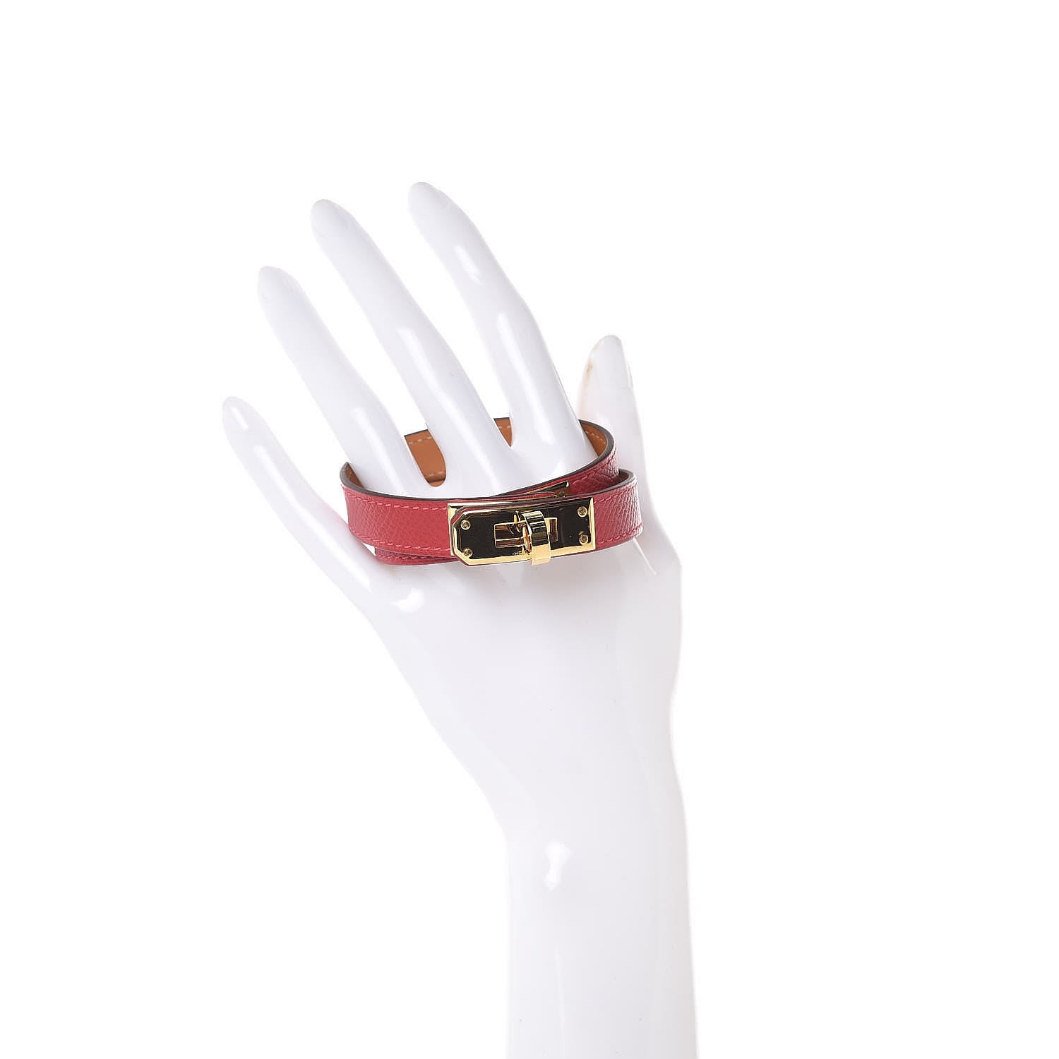 Hermes Epsom Kelly Double Tour Bracelet M Rouge Casaque 2 of 7