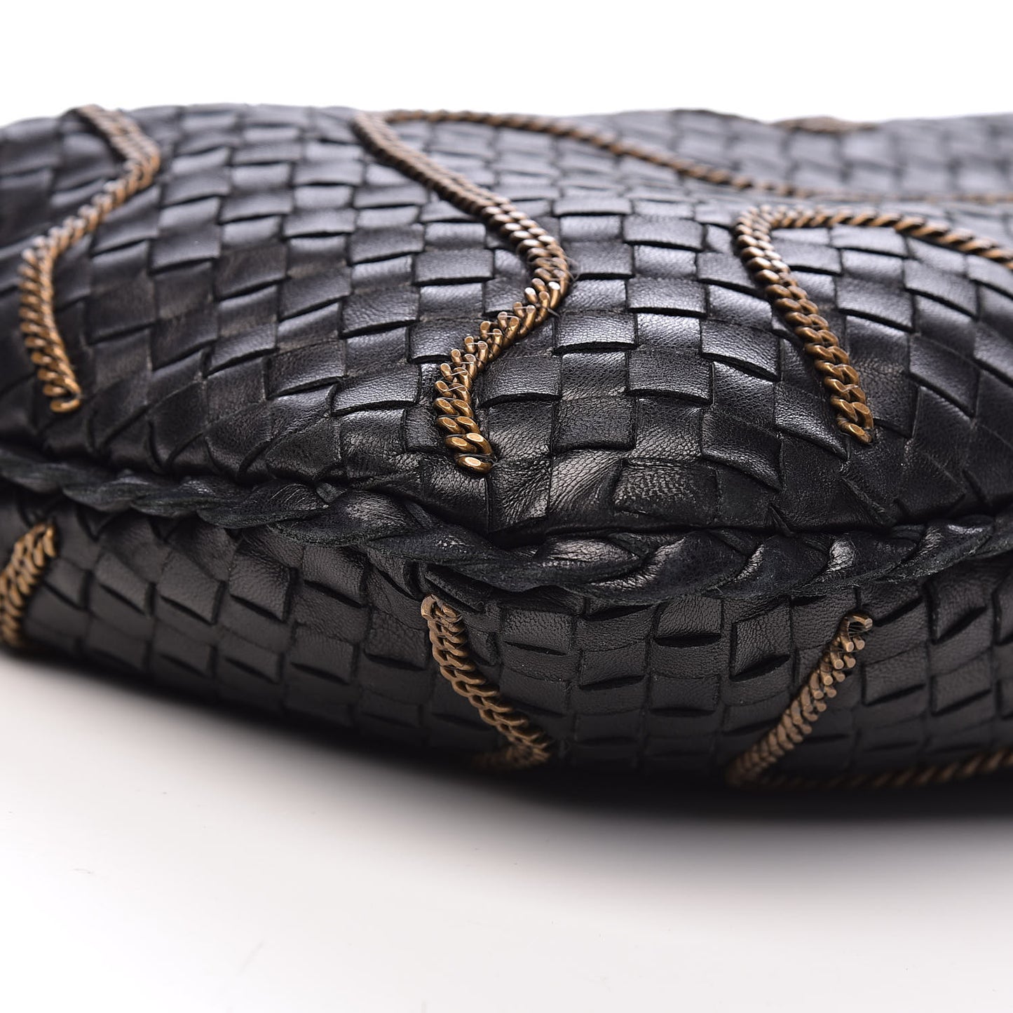 Nappa Intrecciato Medium Veneta Chain Hobo Black