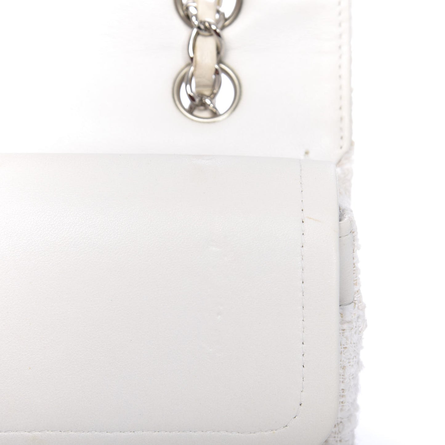 Tweed Medium Double Flap White