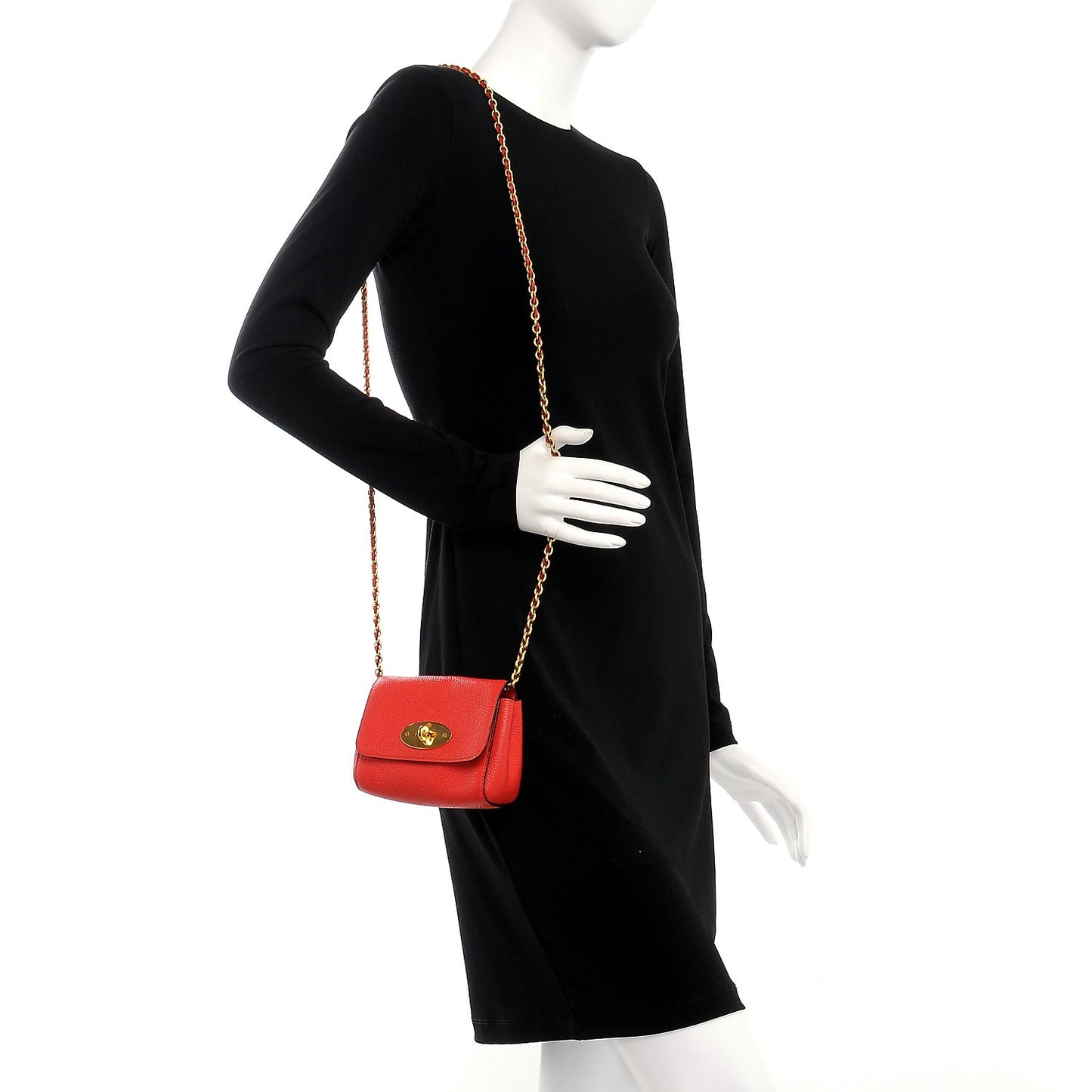 Classic Grain Calfskin Mini Lily Fiery Red