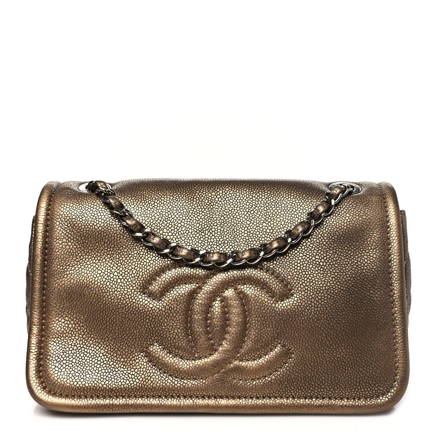 Metallic Caviar Medium Timeless CC Flap Bronze Bronze