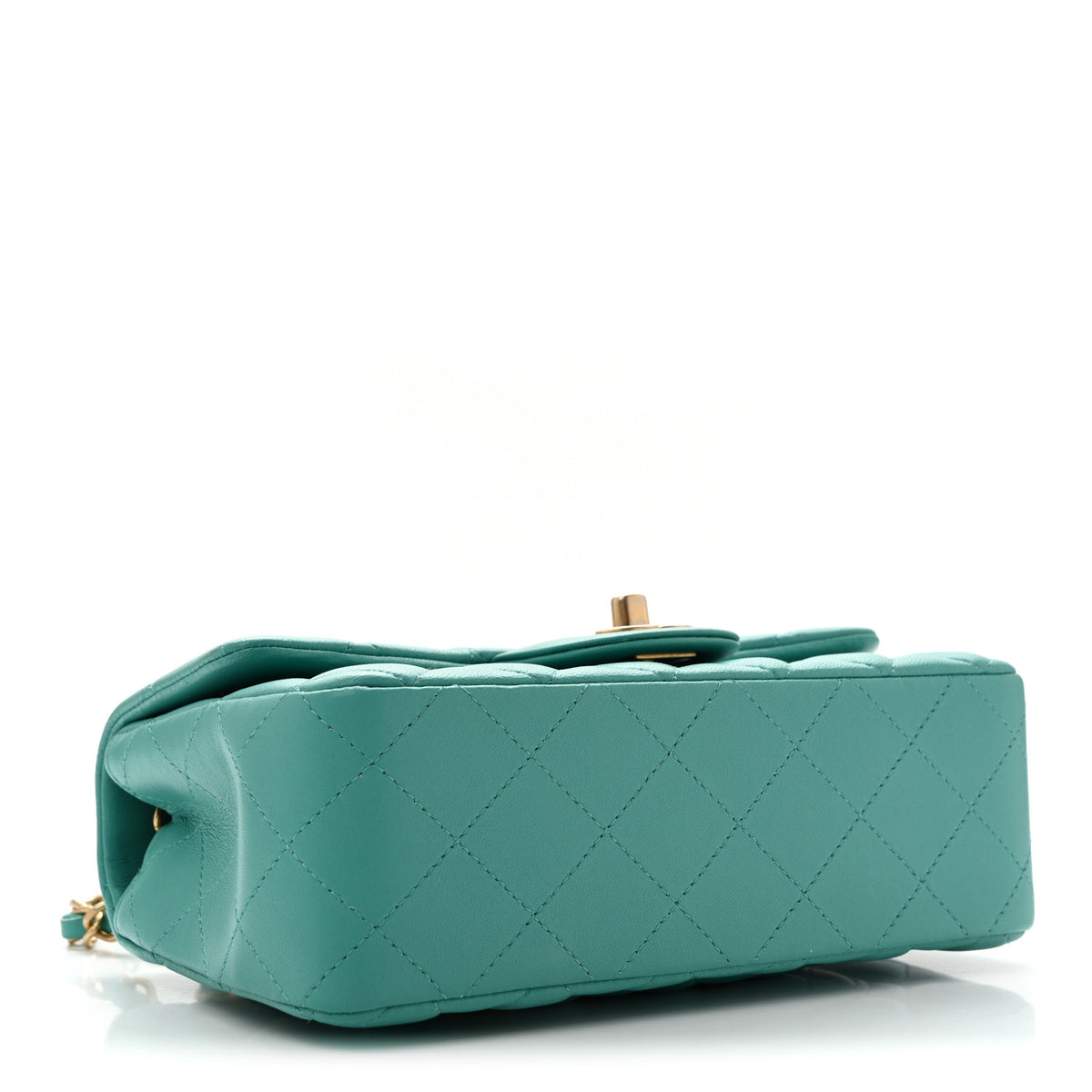 Lambskin Quilted Mini Rectangular Flap Turquoise