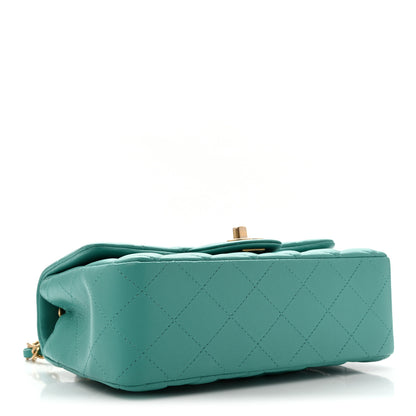 Chanel Lambskin Quilted Mini Rectangular Flap Turquoise 4 of 13