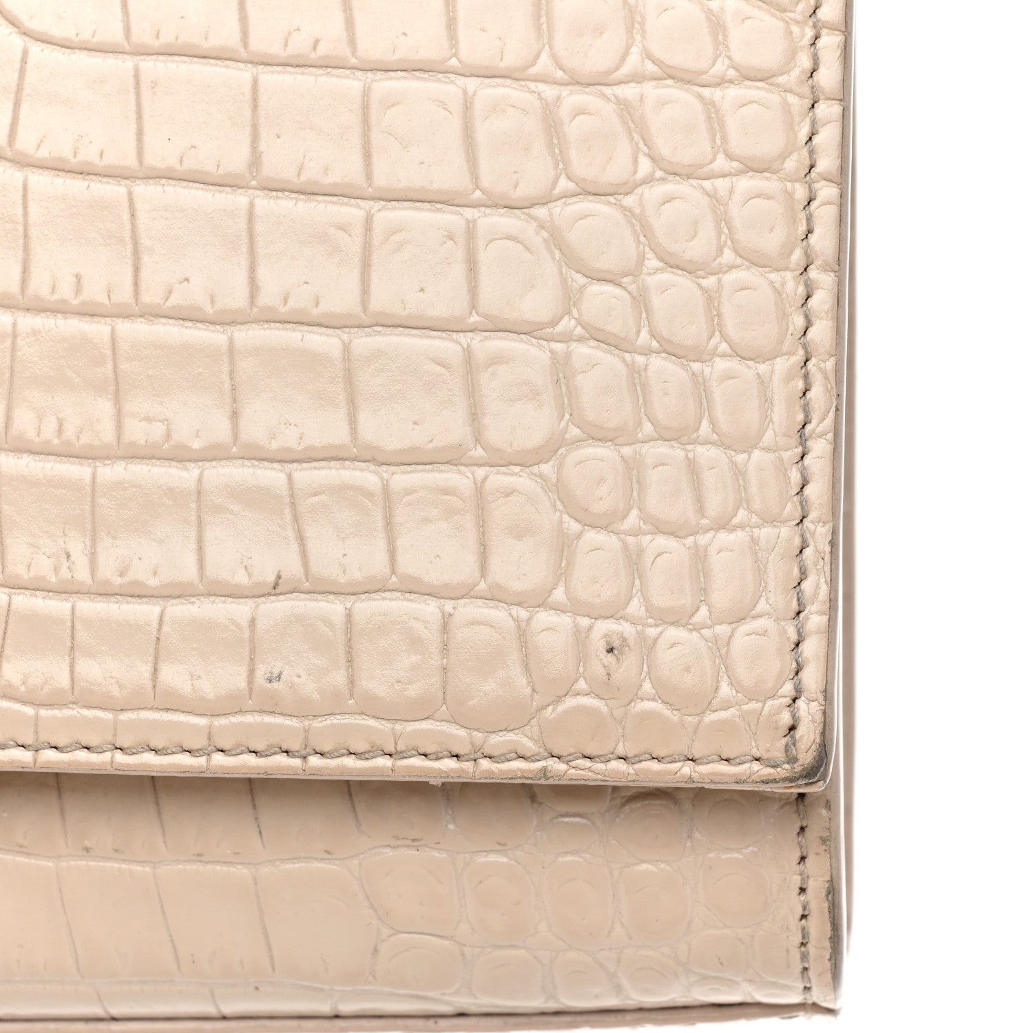 Saint Laurent Calfskin Crocodile Embossed Small Classic Monogram Kate Tassel Satchel Crema Soft 13 of 21