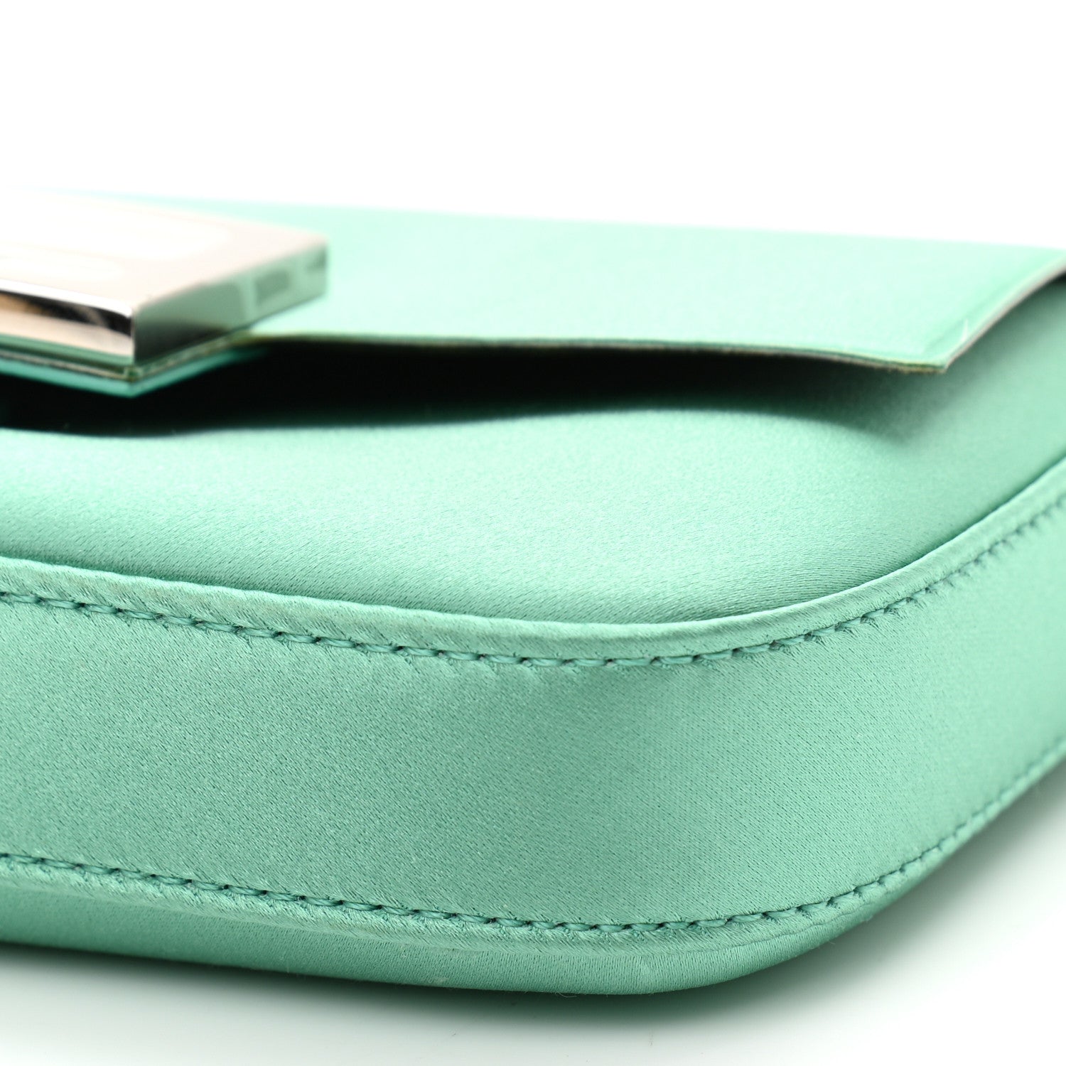 Fendi Silk Satin Phone Baguette Spring Turquoise 9 of 9