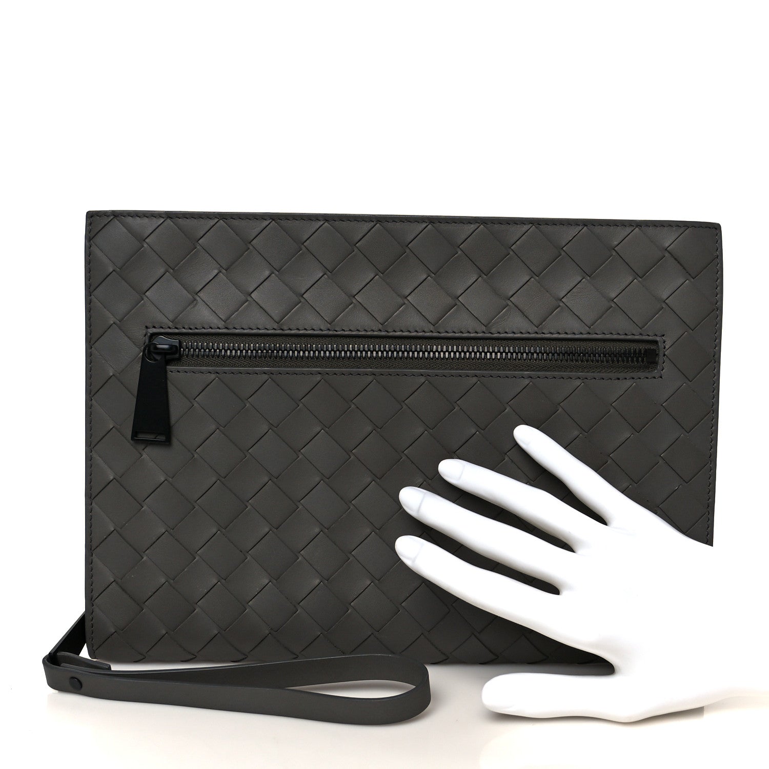 Bottega Veneta Calfskin Intrecciato Small Document Case Grey 2 of 8