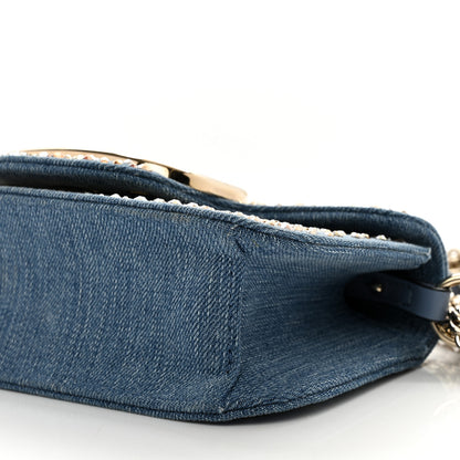 Valentino Garavani Denim Crystal Vlogo Embroidered Small Loco Shoulder Bag Blue 8 of 10
