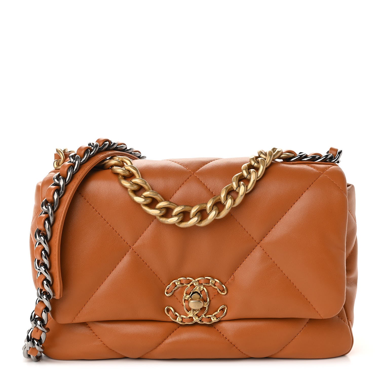 Chanel Lambskin Quilted Medium Chanel 19 Flap Light Brown 1 of 11