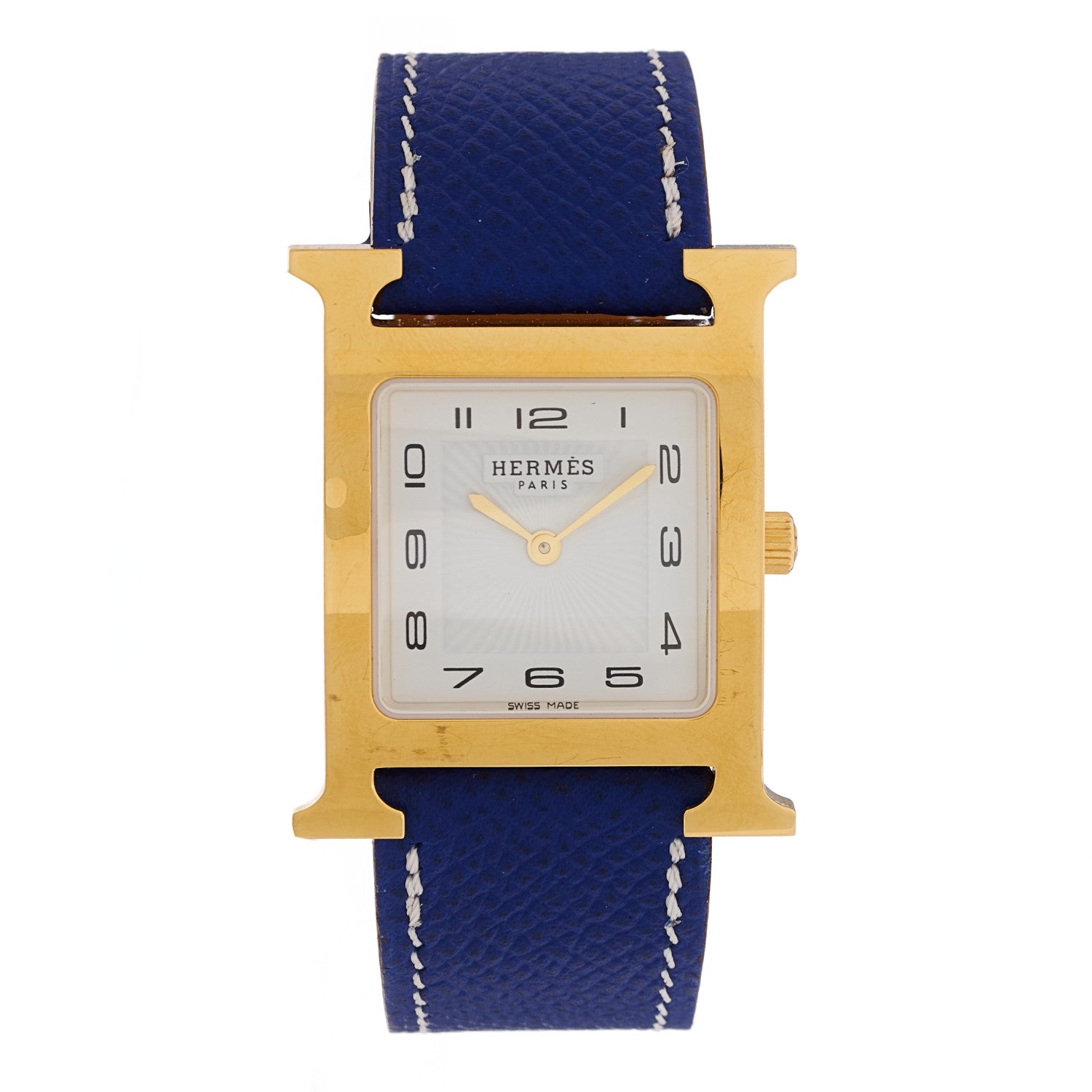 Hermes Stainless Steel Epsom 26mm Heure H Hour Quartz Watch Bleu Electrique 1 of 4