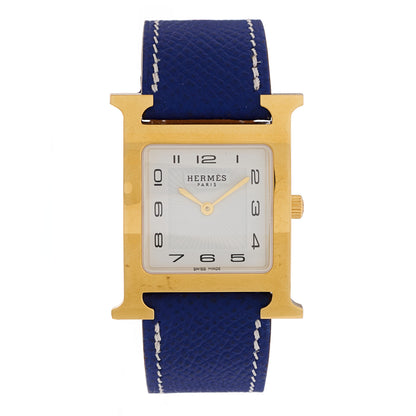 Hermes Stainless Steel Epsom 26mm Heure H Hour Quartz Watch Bleu Electrique 1 of 4