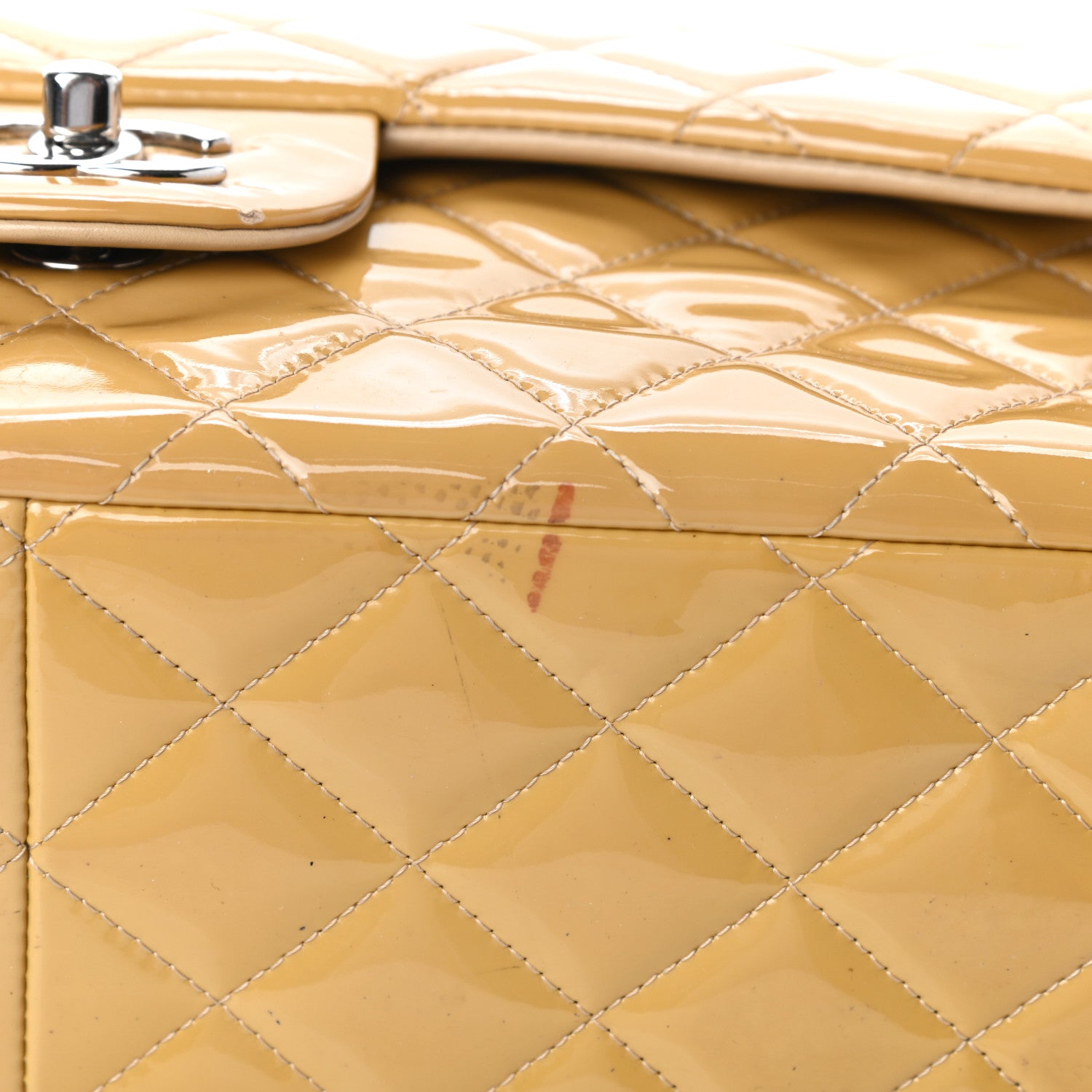 Chanel Patent Quilted Jumbo Double Flap Yellow 14 of 14
