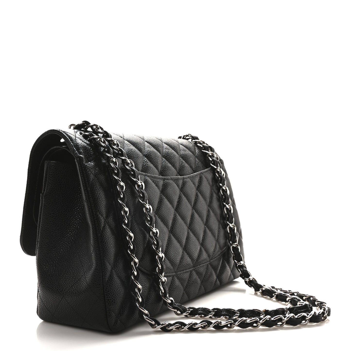 Caviar Quilted Jumbo Double Flap Black