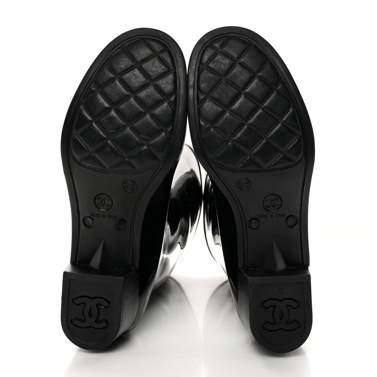 Rubber Camellia Rain Boots 38 Black