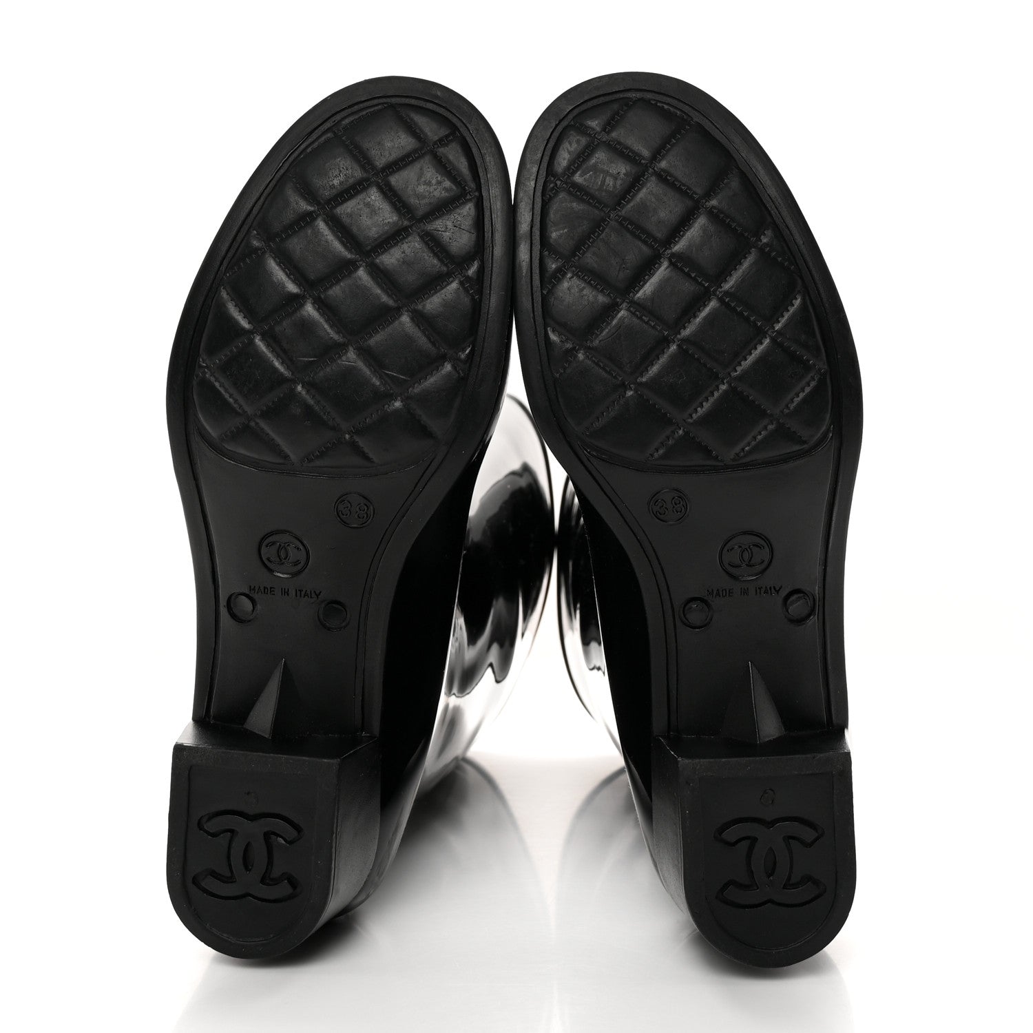 Chanel Rubber Camellia Rain Boots 38 Black 5 of 14
