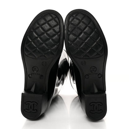 Chanel Rubber Camellia Rain Boots 38 Black 5 of 14