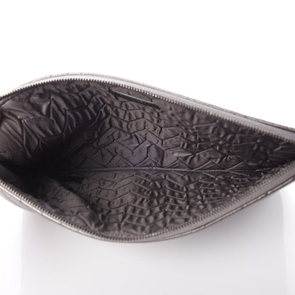Chanel Metallic Calfskin Chevron Quilted Medium Cosmetic Case Dark Silver 5 of 8