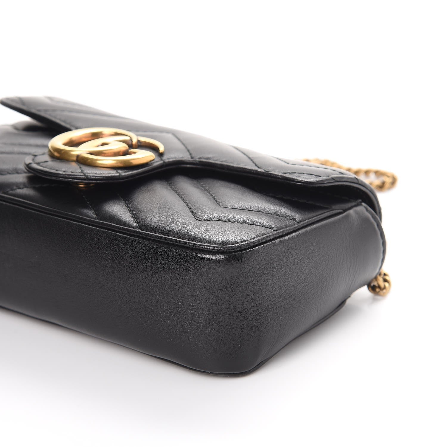 Gucci Calfskin Matelasse Super Mini GG Marmont Shoulder Bag Black 9 of 12