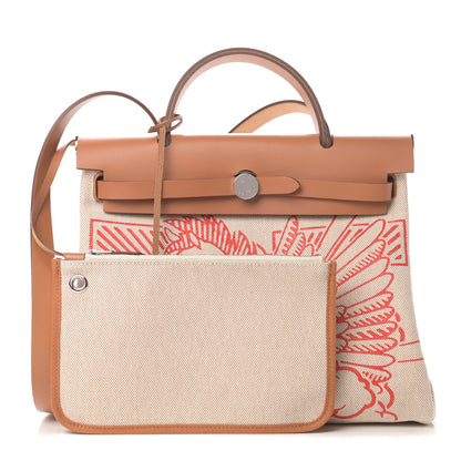 Hermes Vache Hunter Toile Pegase Pop Herbag Zip Retourne 31 PM Capucine Ecru 1 of 12