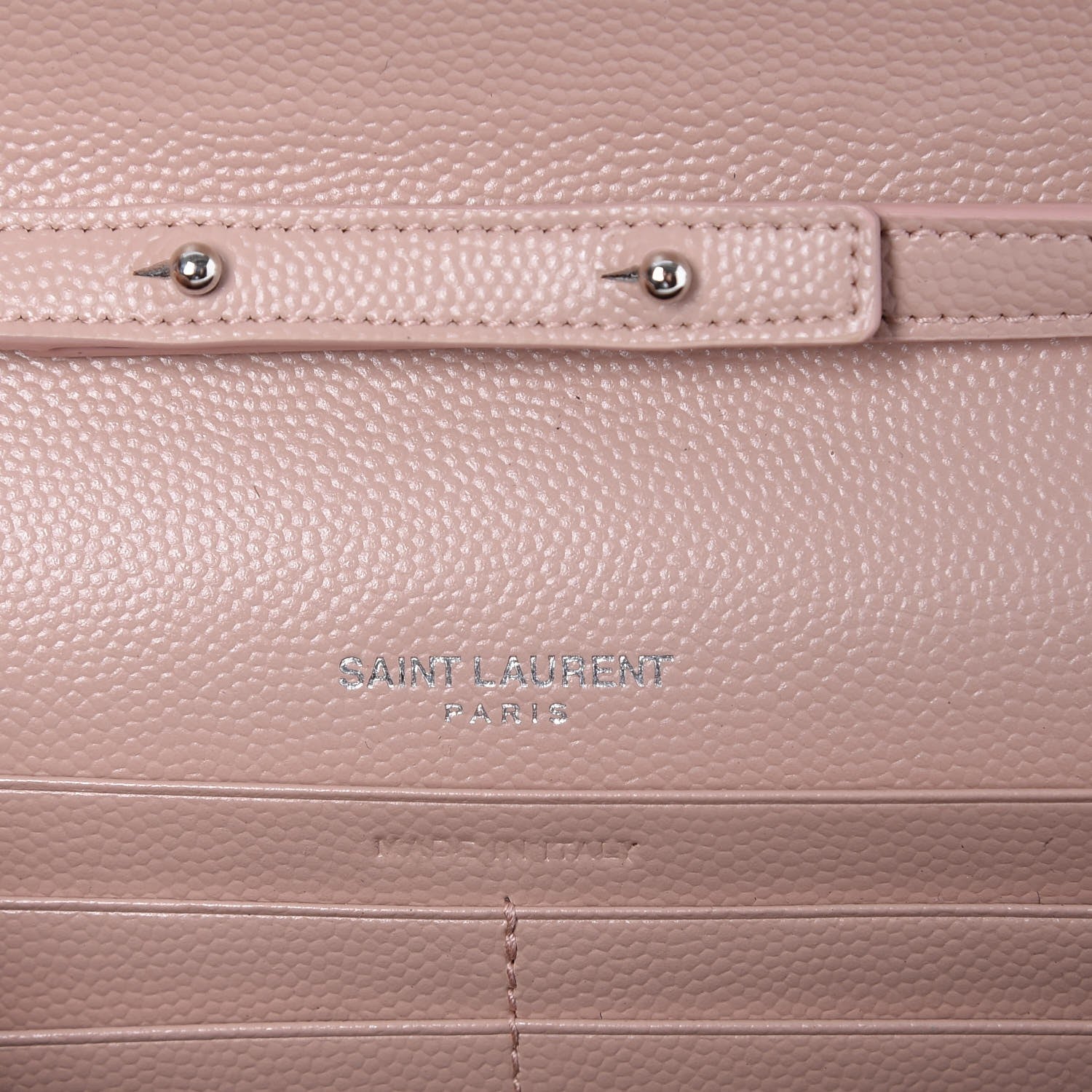 Saint Laurent Grain De Poudre Matelasse Chevron Monogram Chain Wallet Pale Pink 6 of 7