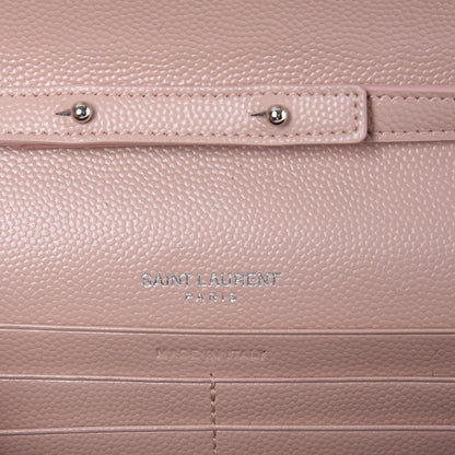 Saint Laurent Grain De Poudre Matelasse Chevron Monogram Chain Wallet Pale Pink 6 of 7