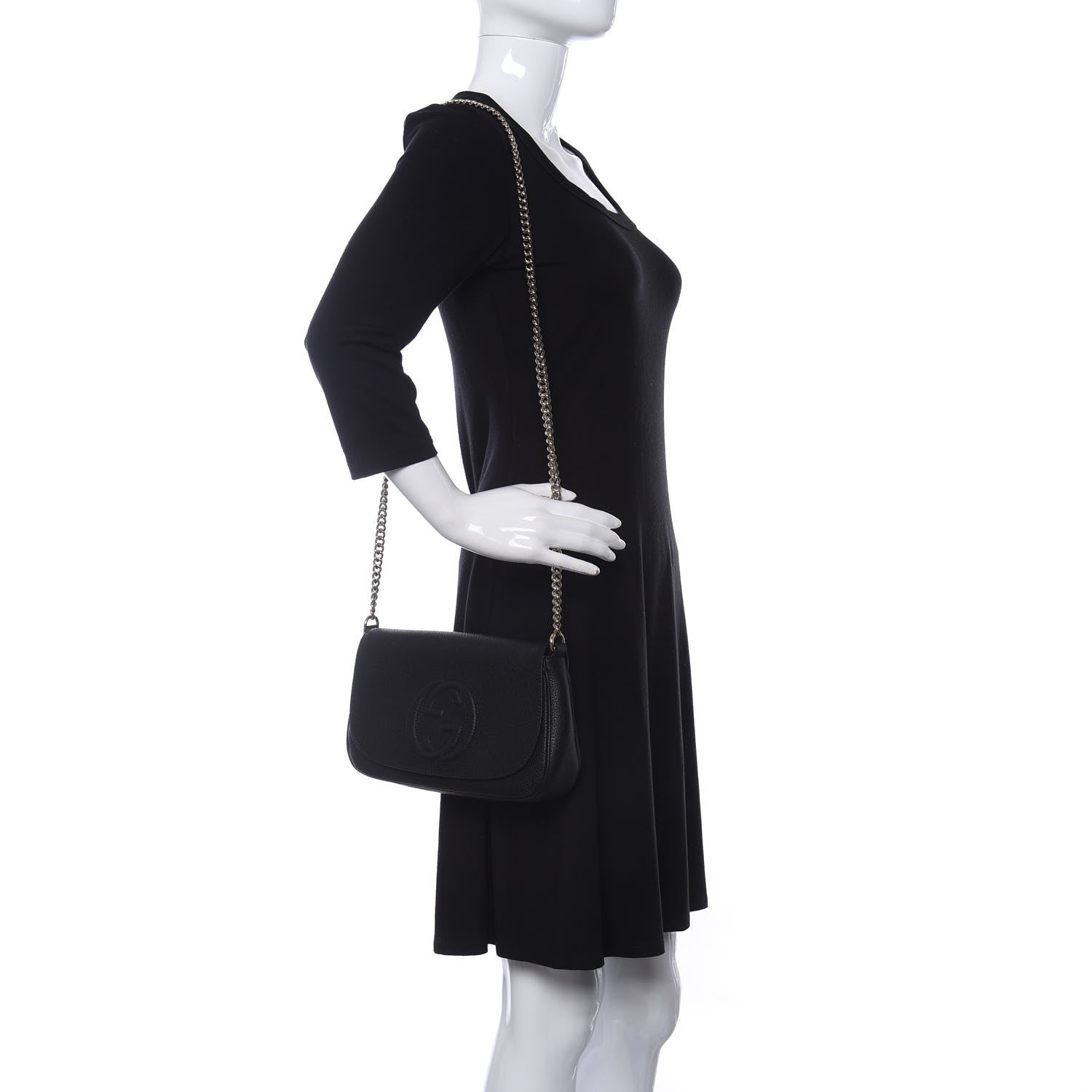 Gucci Pebbled Calfskin Medium Soho Flap Crossbody Black 2 of 10