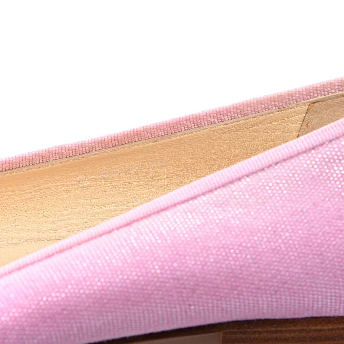Iridescent Fabric Lambskin Cap Toe Ballerina Flats 37.5 Pink Light Grey