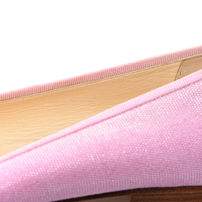Chanel Iridescent Fabric Lambskin Cap Toe Ballerina Flats 37.5 Pink Light Grey 10 of 11