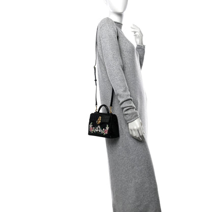 Mulberry Calfskin Crocodile Embossed Embellished Micro Seaton Black Multicolor 2 of 11