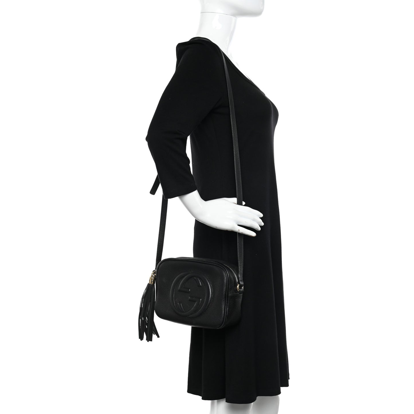 Pebbled Calfskin Small Soho Disco Bag Black